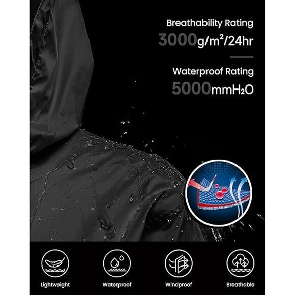 New Mens Medium Lightweight Below Knee Length Hooded Raincoat - Picture 7 of 7